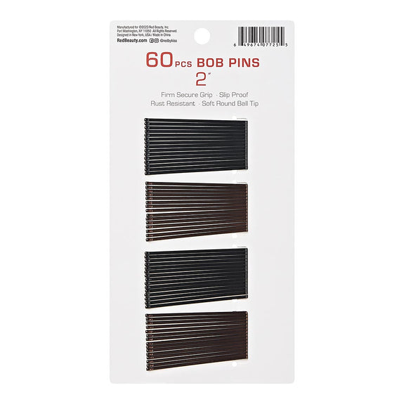 RED BY KISS  Bob Pins Brown Black  2" 60 pcs