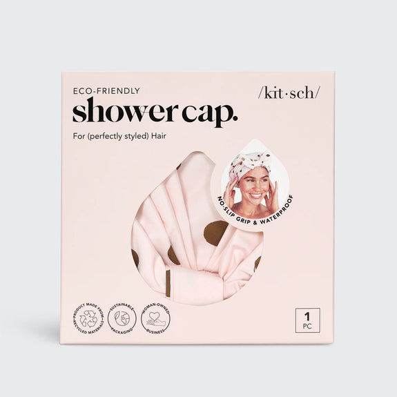 KITSCH Blush Dot Shower Cap