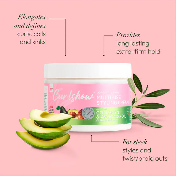 ORS OLIVE OIL CURLSHOW MULTI-USE STYLING CREAM INFUSED WITH COLLAGEN & AVOCADO OIL FOR STRENGTH & LENGTH (12.0 OZ)