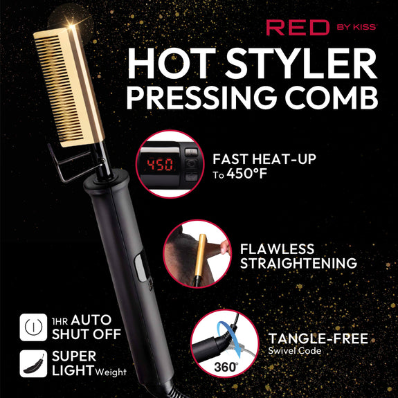 RED BY KISS HOT STYLER PRESSING COMB FAST HEAT-UP
