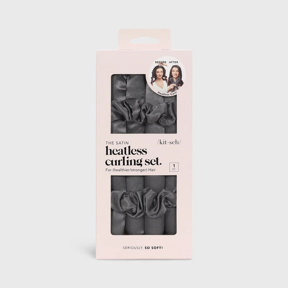 KITSCH Satin Heatless Curling Set - Charcoal