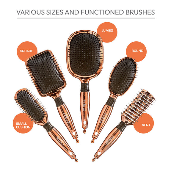 RED BY KISS Rose Gold Chrome Paddle ROUND Brush  Perfect for Blow Drying,