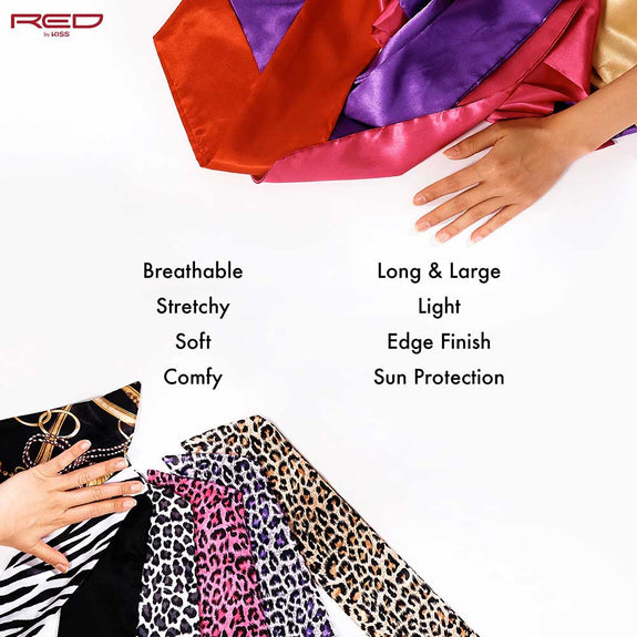 RED BY KISS Silky Satin Wrap Scarf 60″X16″