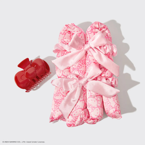 KITSCH Hello Kitty x Kitsch XL Satin Heatless Styling & Bow Claw Clip 4pc Set