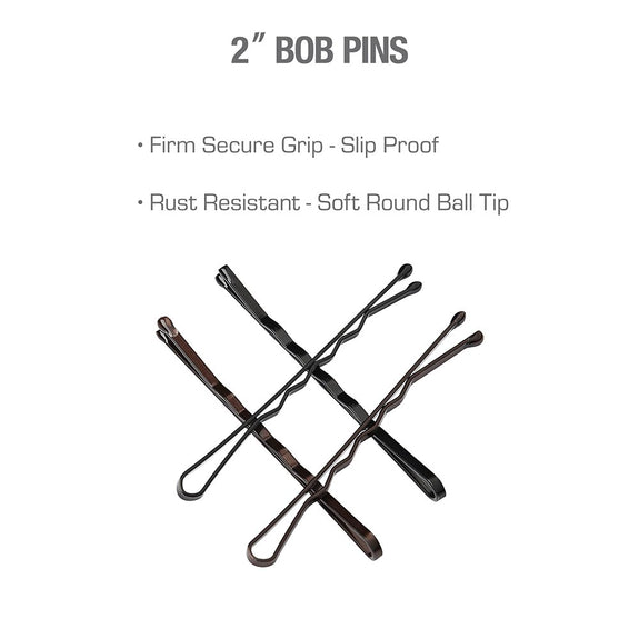RED BY KISS  Bob Pins Brown Black  2" 60 pcs