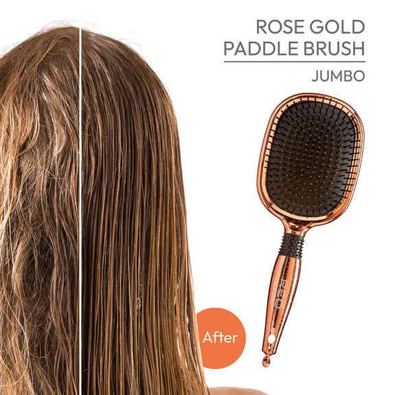 RED BY KISS Rose Gold Chrome Paddle ROUND Brush  Perfect for Blow Drying,