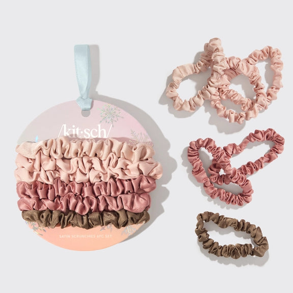 KITCH Holiday Ultra Petite Scrunchies 6 Pc Set - Terracotta