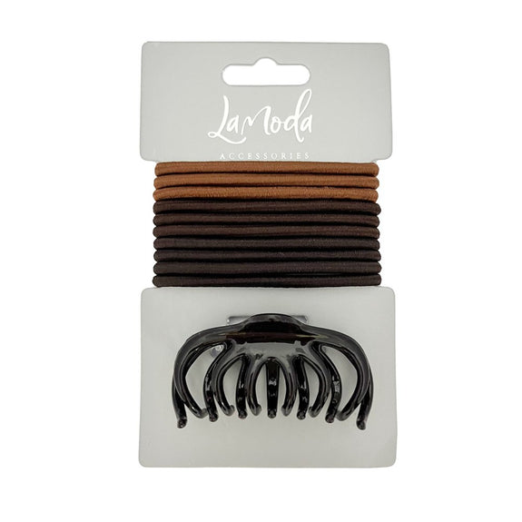 LA MODA BROWN CLAMP PONYTAILERS SET