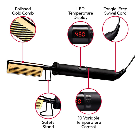 RED BY KISS HOT STYLER PRESSING COMB FAST HEAT-UP