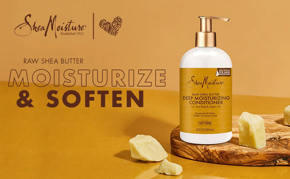 Shea Moisture Raw Shea Butter Shampoo -13 OZ and Conditioner -13OZ Set, Deep Moisturizing with Sea Kelp & Argan Oil, Sulfate Free & Silicone Free, Curly Hair Products, Family Size, 13 Fl Oz