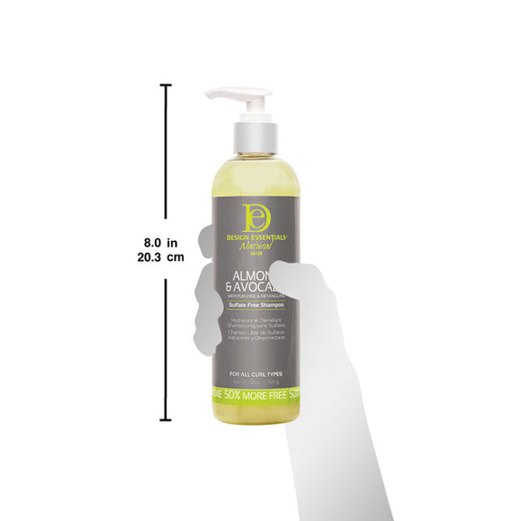DESIGN ESSENTIALS ALMOND & AVOCADO MOISTURIZING & DETANGLING SULFATE-FREE SHAMPOO-12 OZ