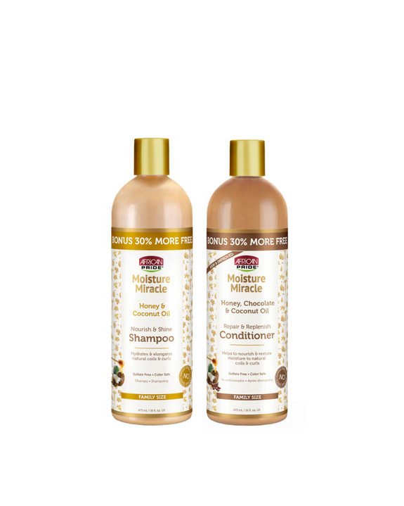 African Pride Moisture Miracle Wash Day Essentials – Shampoo & Conditioner Combo
