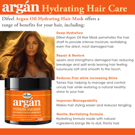DIFEEL ARGAN HYDRATING HAIR MASK 12 OZ