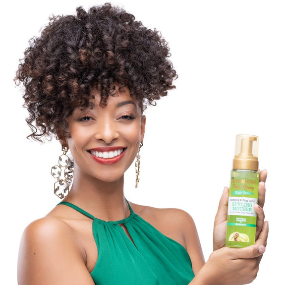 CREME  OF NATURE PURE HONEY Hair Food Smoothing & Frizz Control Styling Mousse 7oz