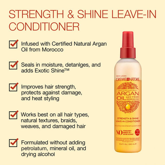 CREME  OF NATURE ARGAN OIL FROM MOROCCO Strength & Shine Leave-in Conditioner 8.45 OZ