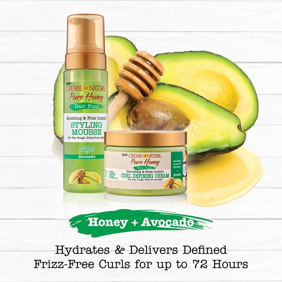 CREME  OF NATURE PURE HONEY Hair Food Smoothing & Frizz Control Curl Defining Cream 11.5 oz