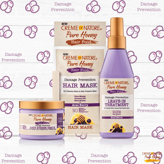 CREME  OF NATURE PURE HONEY Hair Food Damage Prevention 24-Hour Nourishing Cream Oil 4.7 oz