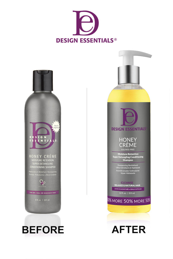 DESIGN ESSENTIALS Honey Creme Moisture Retention Super Detangling Conditioning Shampoo-12 OZ