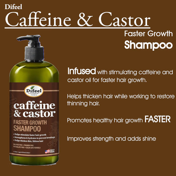 DIFEEL CAFFEINE & CASTOR SHAMPOO FOR FASTER HAIR GROWTH