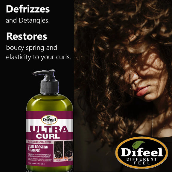 DIFEEL ULTRA CURL WITH ARGAN & SHEA BUTTER - CURL BOOSTING SHAMPOO 12 OZ.