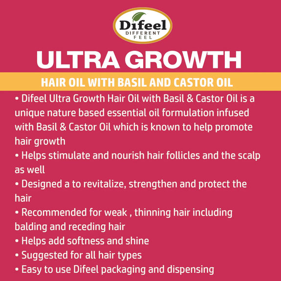 DIFEEL ULTRA GROWTH BASIL & CASTOR HAIR GROWTH OIL 8 OZ.