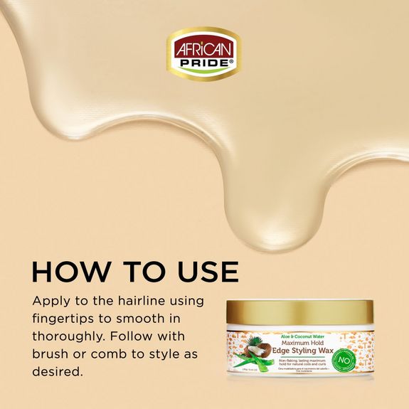 AFRICAN PRIDE MOISTURE MIRACLE MAXIMUM HOLD EDGE STYLING WAX, 6OZ