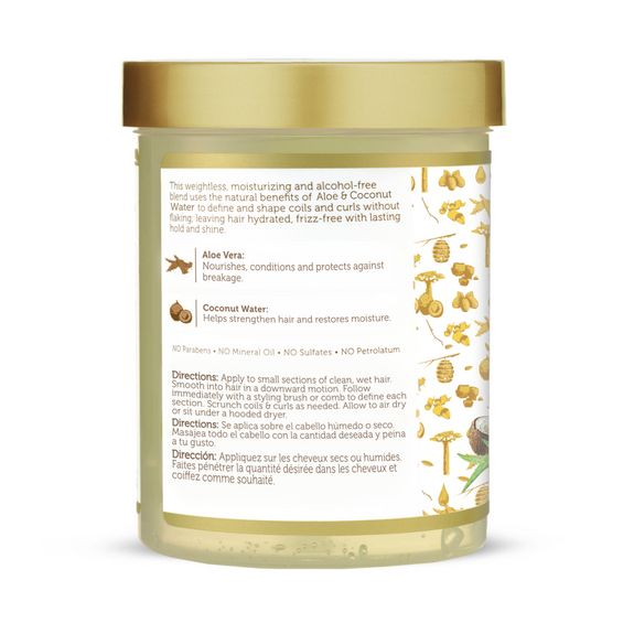 AFRICAN PRIDE MOISTURE MIRACLE ALOE & COCONUT WATER CURL DEFINING GEL, 18OZ