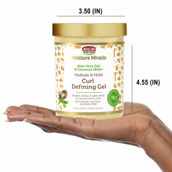 AFRICAN PRIDE MOISTURE MIRACLE ALOE & COCONUT WATER CURL DEFINING GEL, 18OZ