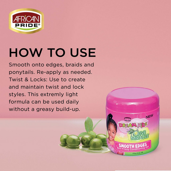 AFRICAN PRIDE DREAM KIDS SMOOTH EDGES ANTI-FRIZZY CONDITIONING GEL, 6OZ