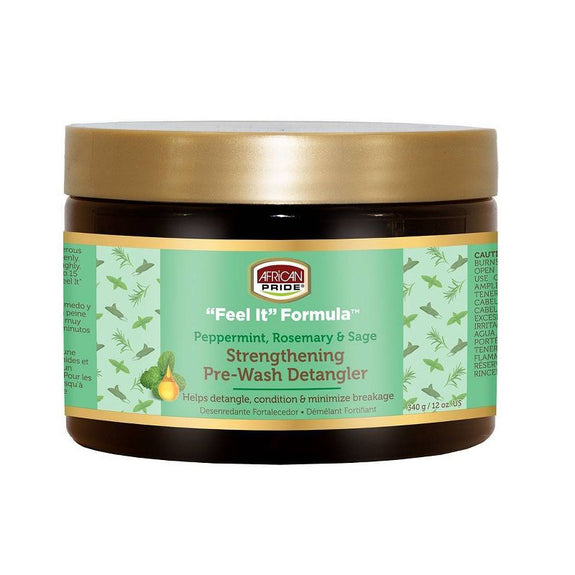 African Pride Feel It Formula Peppermint Rosemary & Sage Strengthening pre-wash Detangler  - 12 fl oz