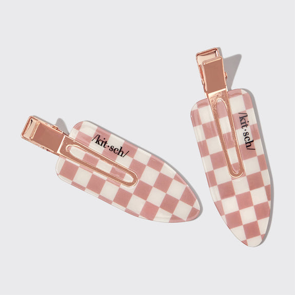 KITSCH XL Terracotta Checker Creaseless Clips 2pc Set
