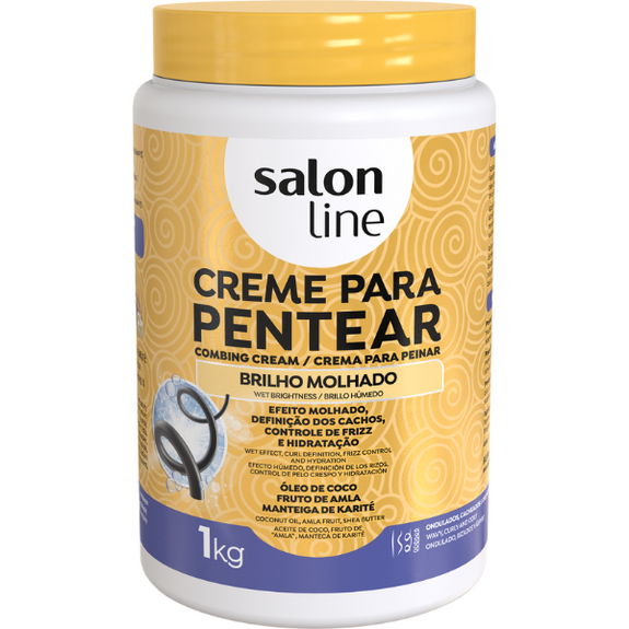 SALON LINE CREME PARA PENTEAR COMBING CREAM  BRILHO MOLHADO WET BRIGHTNESS  CURL DEFINITION 1 KG