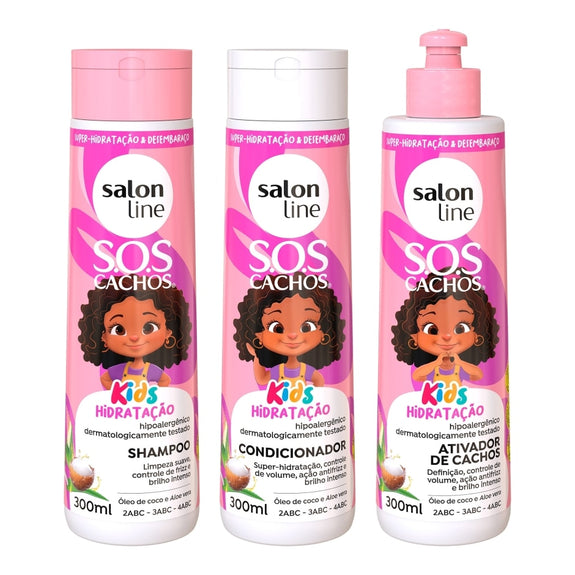 Salon Line SOS Cachos Kids Hydration Shampoo + Conditioner + Curl Activator Kit