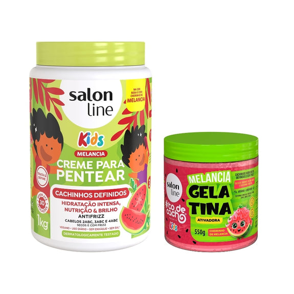 Salon line Watermelon Kit with Styling Cream and Gelatin #todecacho Kids