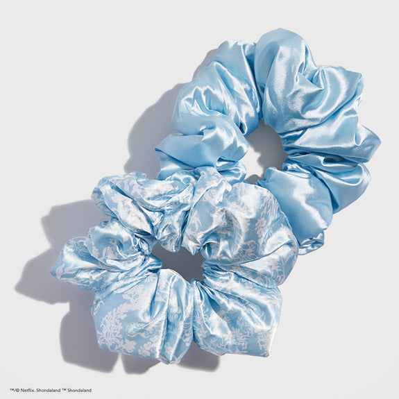 Kitsch Limited edition x Bridgerton Satin Pillow Scrunchies - Toile De Blue