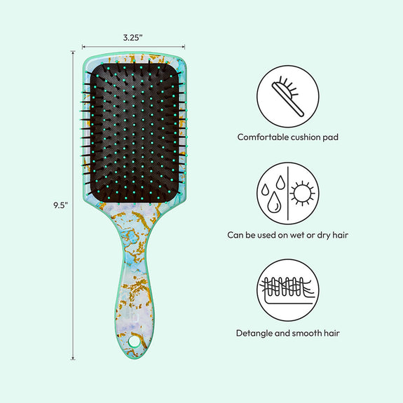 RED BY KISS Square Paddle Designed Brush – Aqua Marble  Wet To Dry Detangling