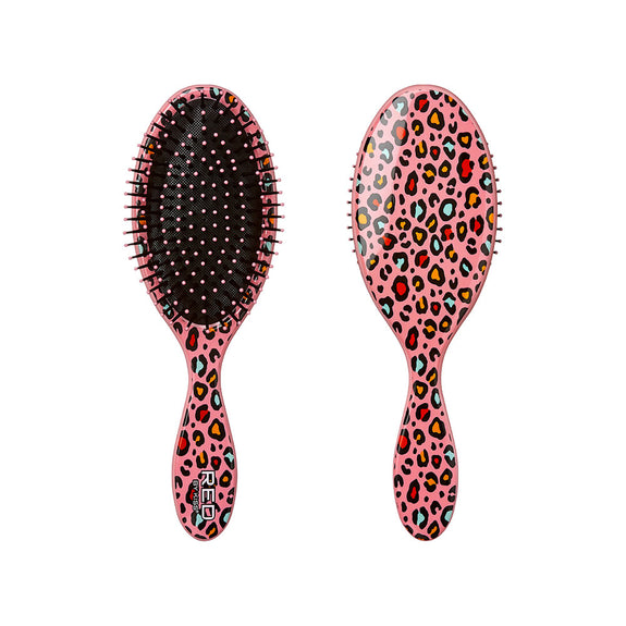 RED BY KISS Oval Designed Brush – Pink Leopard  Wet To Dry Detangling