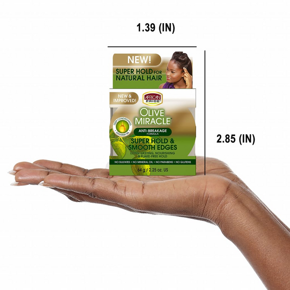 AFRICAN PRIDE OLIVE MIRACLE SUPER HOLD & SMOOTH EDGES, 2.25OZ