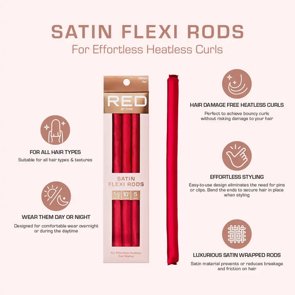 RED BY KISS Heatless Curling Silky Satin Flexi Rods
