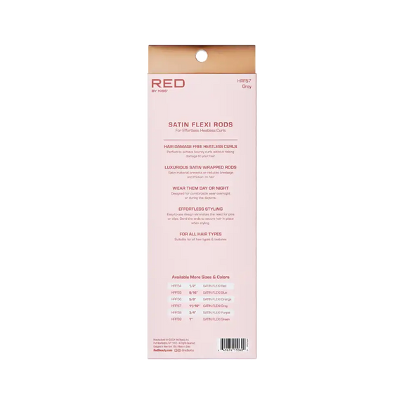 RED BY KISS Heatless Curling Silky Satin Flexi Rods GRAY