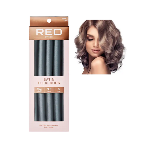 RED BY KISS Heatless Curling Silky Satin Flexi Rods GRAY