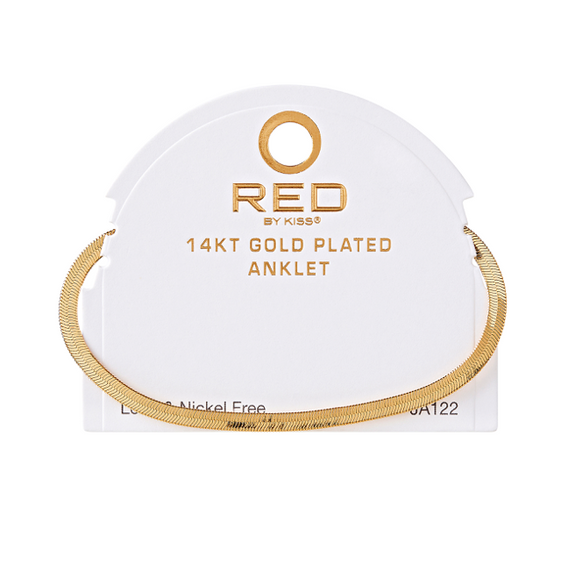RED BY KISS 14 KT GOLD PLATED GLAM FAHION ANKLET SNAKE 4MM
