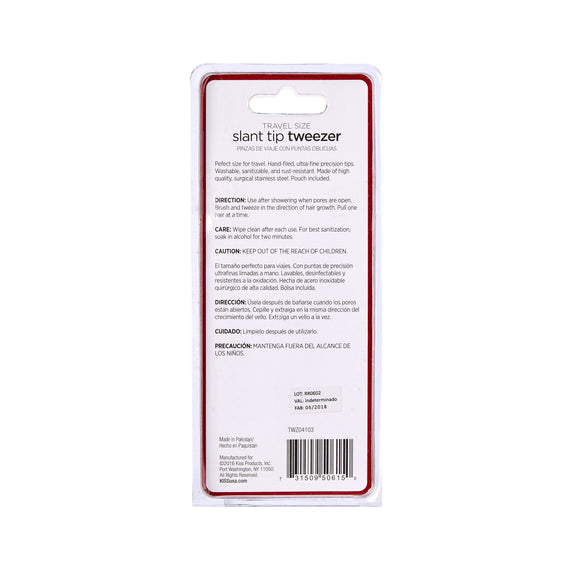 KISS NEW YORK Travel Size Slant Tip Tweezer with Pouch