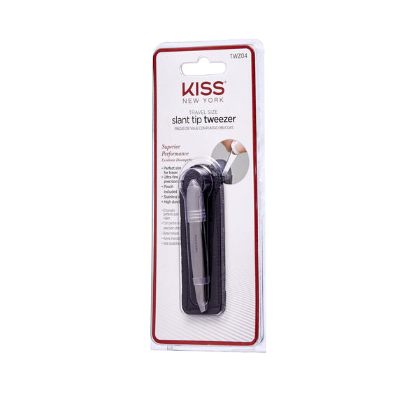 KISS NEW YORK Travel Size Slant Tip Tweezer with Pouch