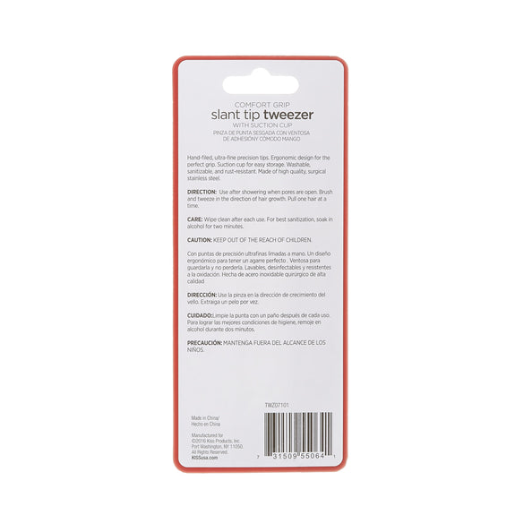KISS NEW YORK Slant Tip Tweezer with Suction Cup