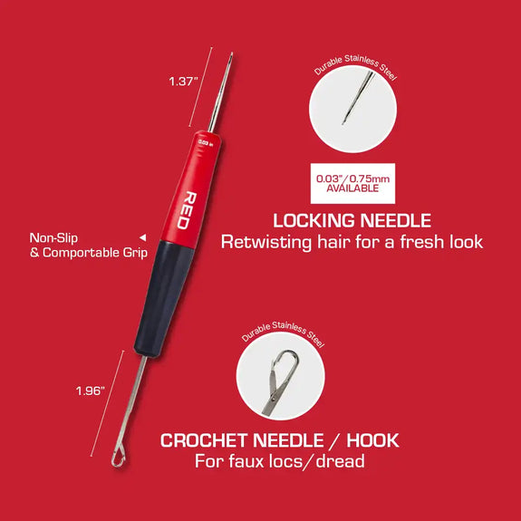 RED BY KISS 2-in-1 Locking Needle & Crochet Hook Duo for Dreadlocks