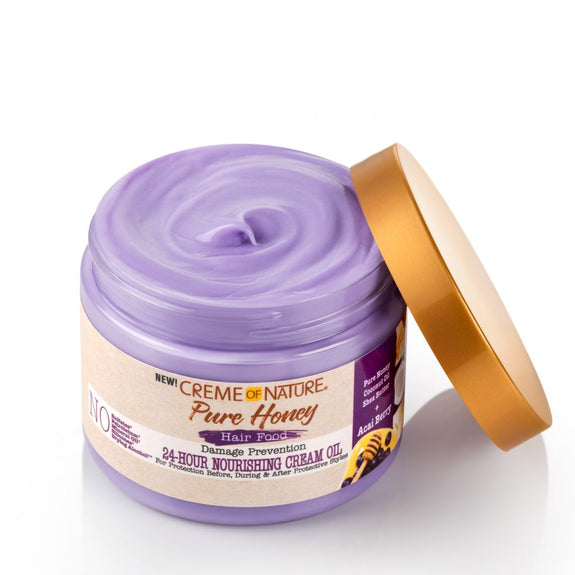 CREME  OF NATURE PURE HONEY Hair Food Damage Prevention 24-Hour Nourishing Cream Oil 4.7 oz