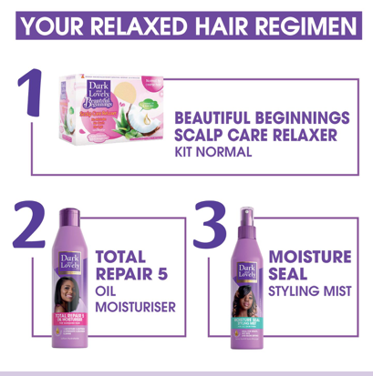 DARK & LOVELY BEAUTIFUL BEGINNINGS SCALP CARE NO LYE RELAXER KIT NORMAL KIT