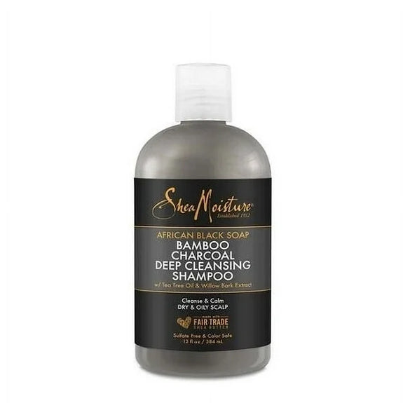 Shea Moisture African Black Soap Bamboo Charcoal Deep Cleansing Shampoo-13 OZ