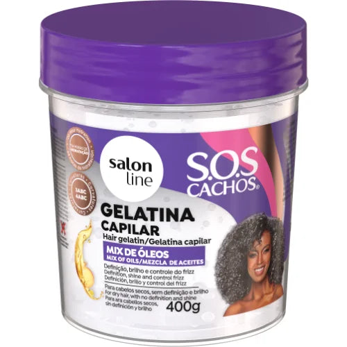 SALON LINE CURLS SOS CACHOS OIL MIX GELATINA CURLING GEL 400 ML